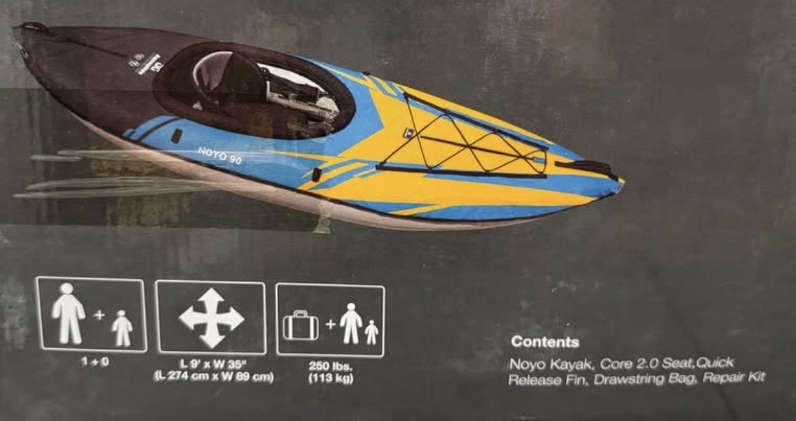 Aquaglide Noyo 90 Inflatable Kayak – 1 Person Touring Kayak with Bag (NEW)