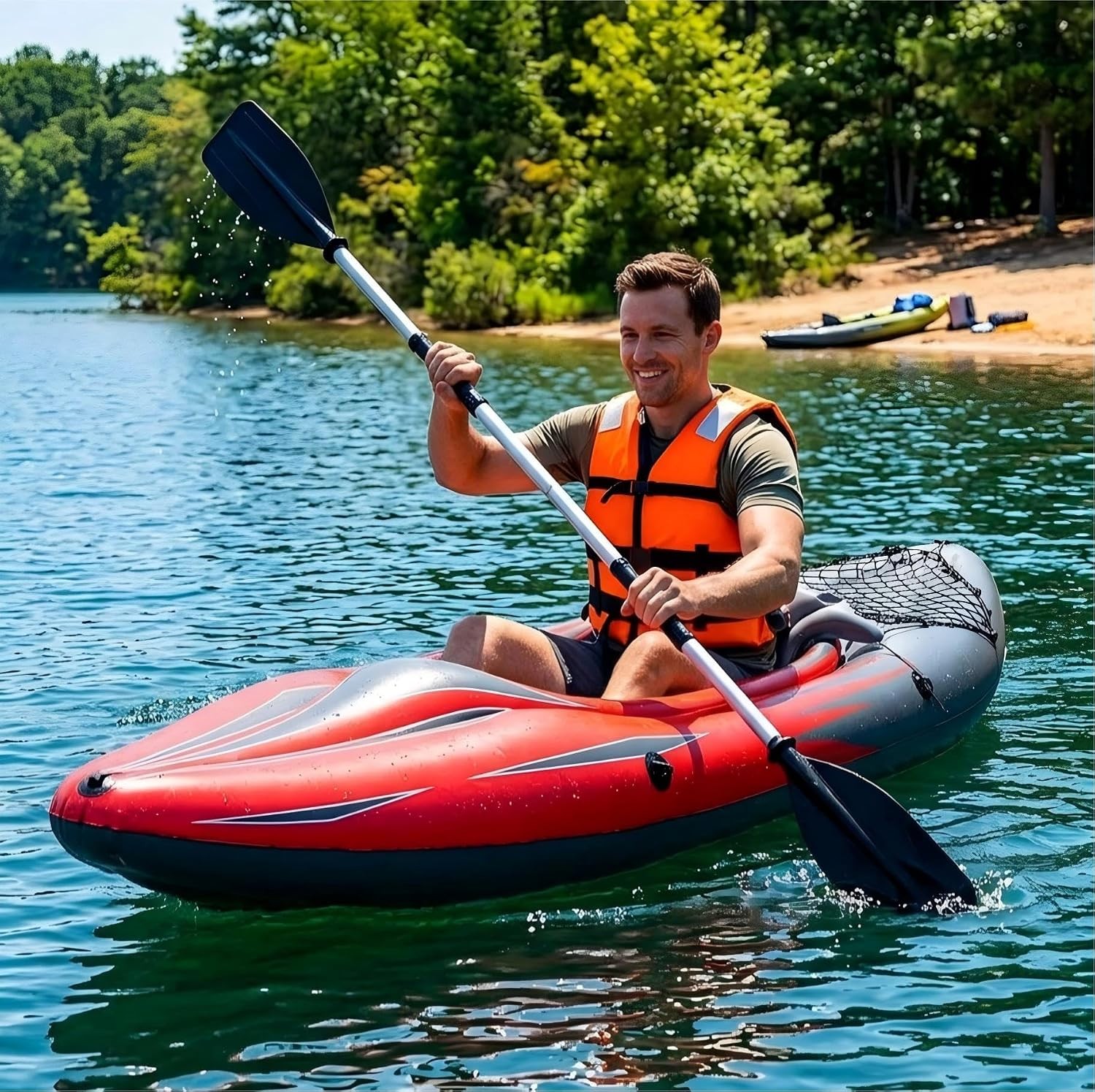 9 Ft Inflatable Kayak 1 Person Blow Up Fishing Boat Canoe Pump Oars Cargo Net