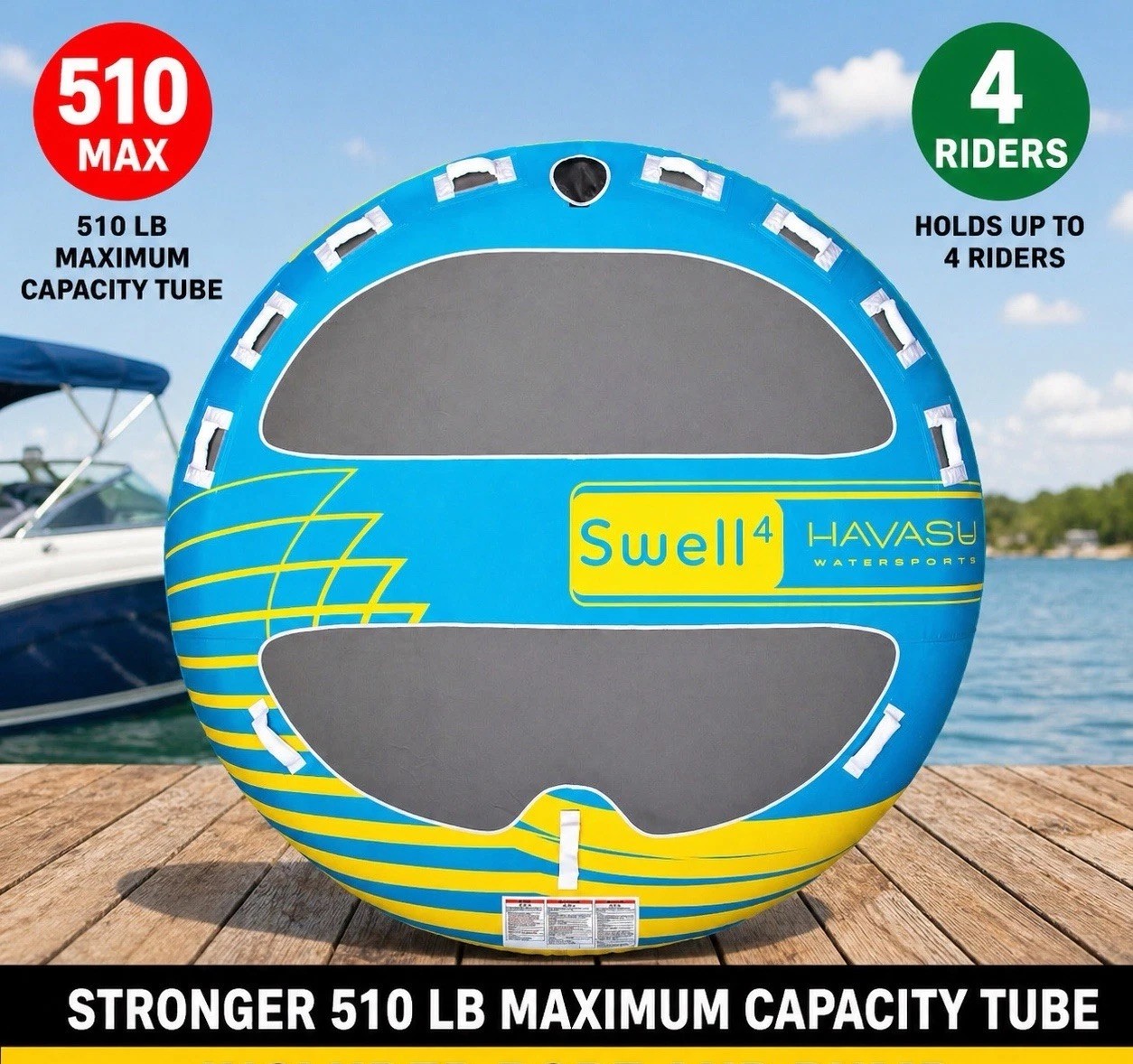 Towable Tube for Boating 1-4 Rider Boating Tubes Towable Water Sport Boat Jetski
