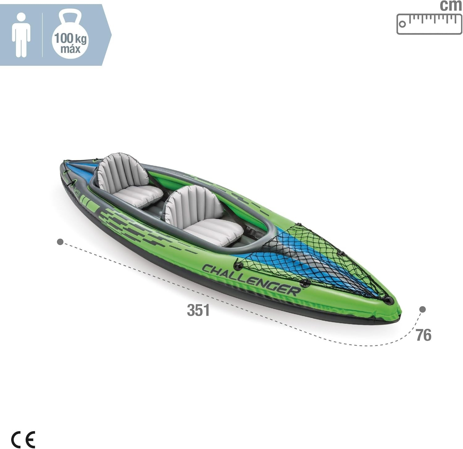 Intex Challenger K2 2-Person Inflatable Kayak and Accessory Kit with Oars & Pump
