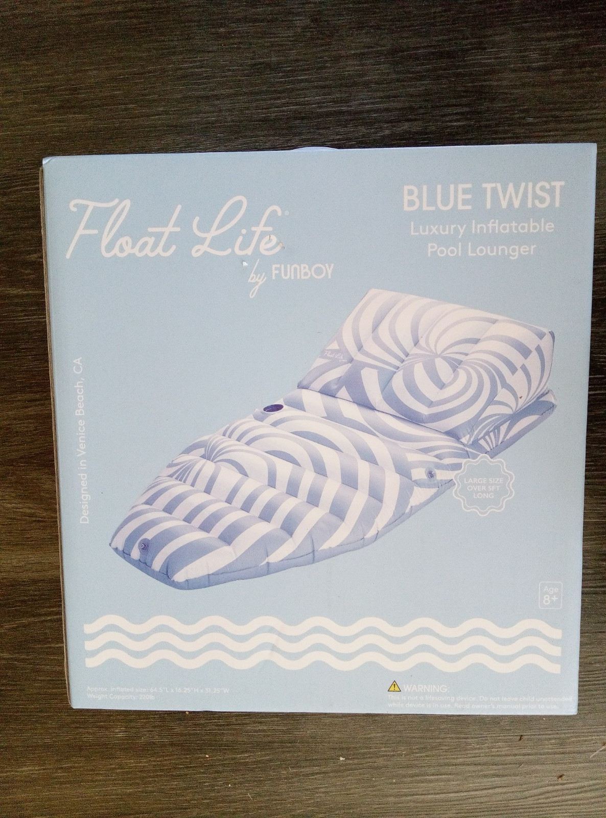 Funboy Float Life Blue Twist Sun Lounger Pool Float with Ergonomic Backrest