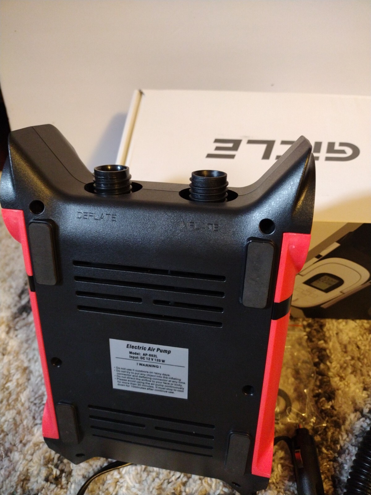 Paddle Board Pump with Auto-Off Function Dual Motor for 10.8ins .. Red in Color