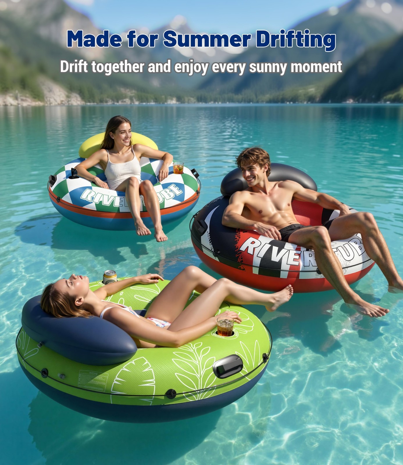 Heavy Duty River Floats for Adults 350lb Capacity, XL Inflatable Pool Tubes with