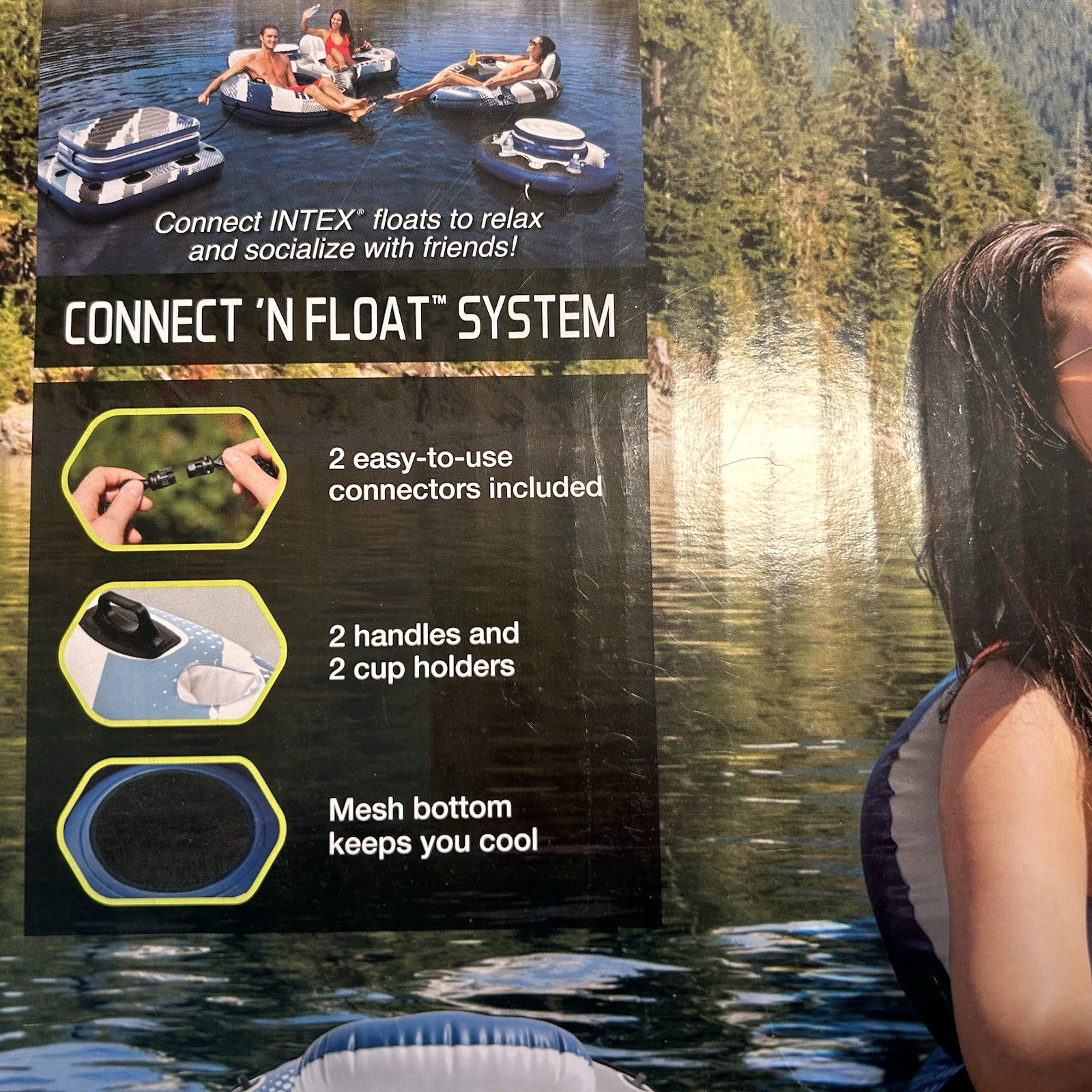Intex River Run 1 Inflatable Water Float Lounge 53” Mesh Bottom Lake Pool NIB