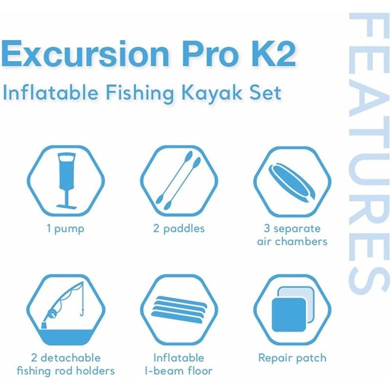 Inflatable Kayak 2 Person Durable PVC Easy Maneuverability Portable Gear New