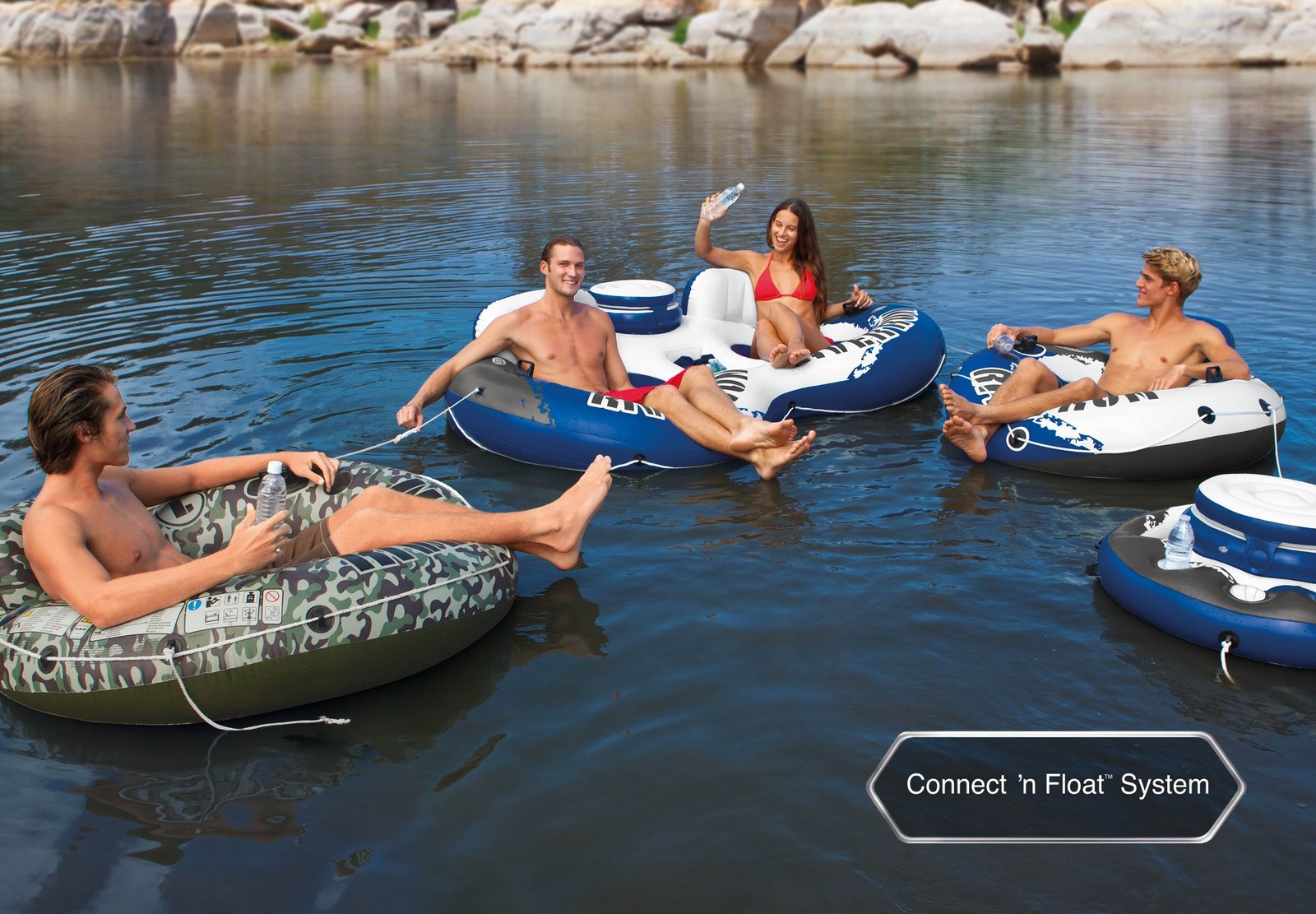 Intex River Run II Inflatable 2 Person Float (2 Pack) + Single River Run Tube