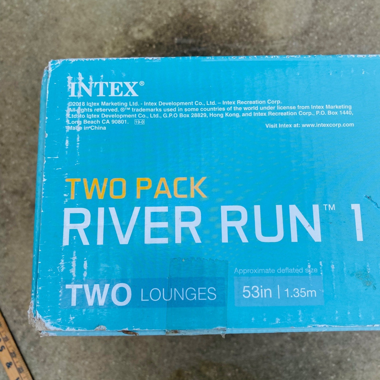 Intex Two Pack River Run 1 Inflatable Lounges With Backrest Cupholders Open Box