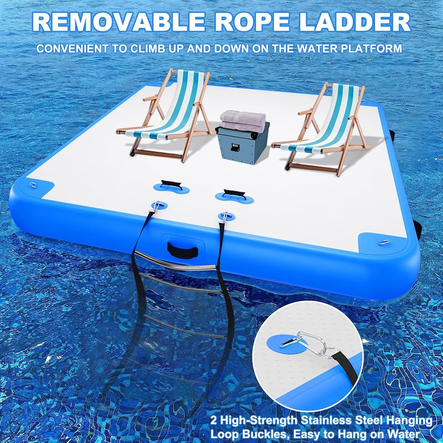 6’x10′ Inflatable Lake Deck,None-Slip Surface Swim Deck,Float Dock w/ Air Pump