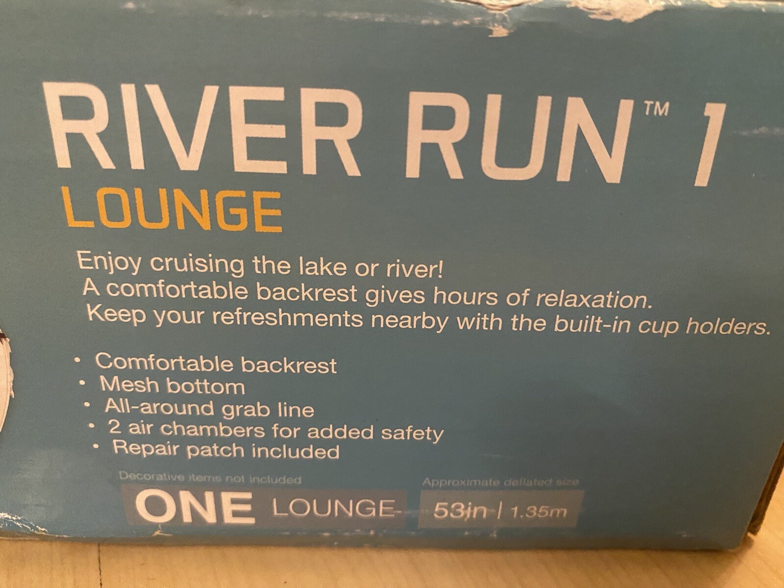 Intex River Run Inflatable Water Tube Lounge 1 Outdoor Lazy River Float 53in NEW