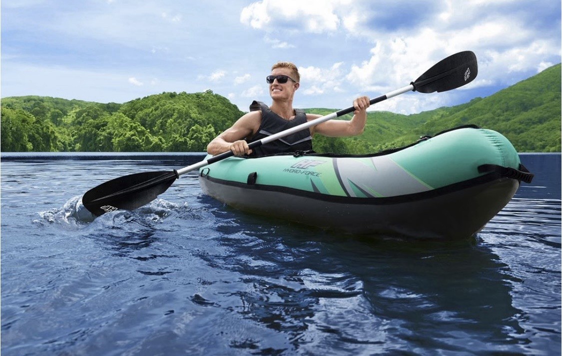 Hydro Force Inflatable Kayak Set | Includes Seat, Paddle, Hand Pump, Storage Car