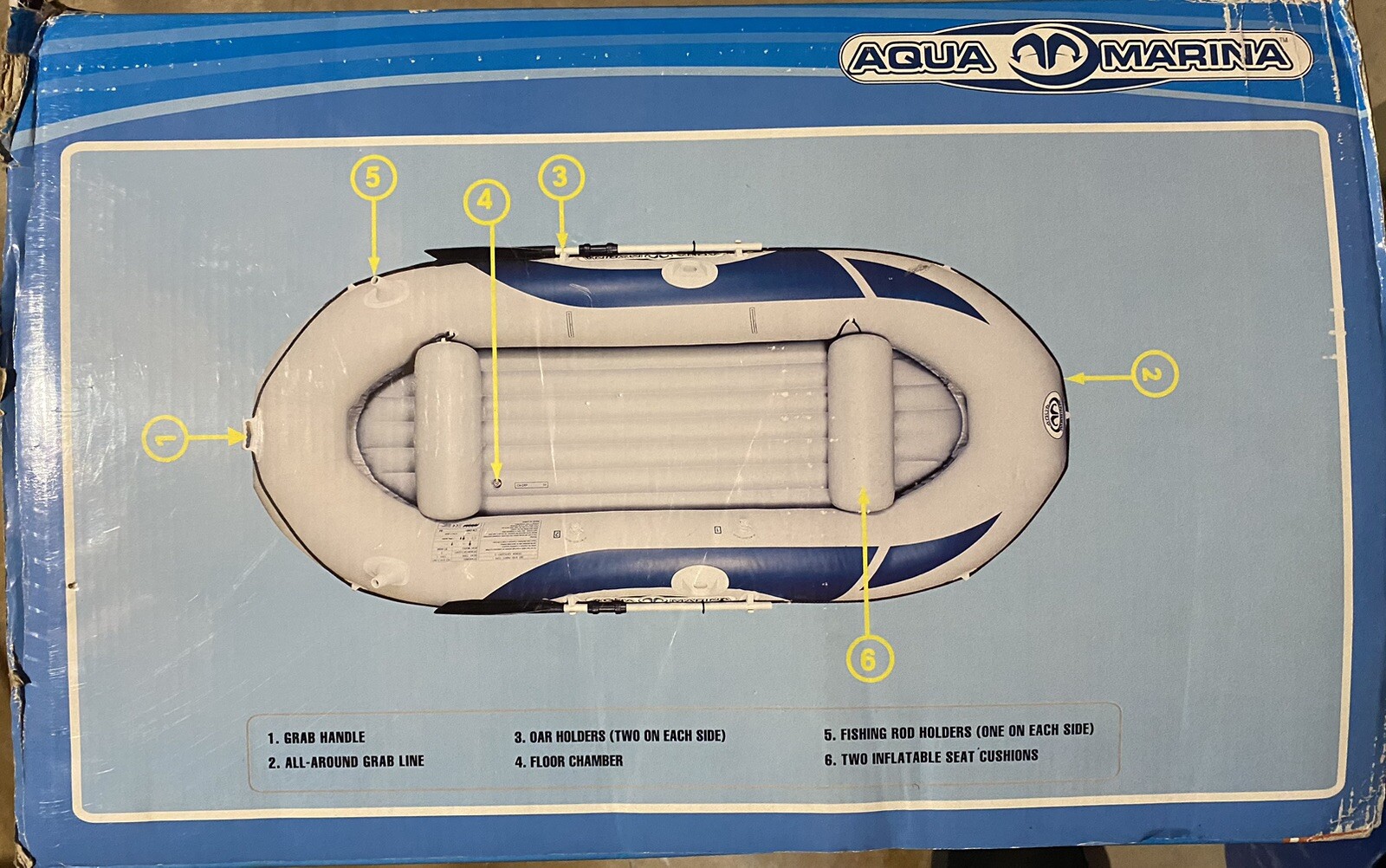 New Aqua Marina I￼nflatable Boat Dinghy 10’ x 4’5”River Raft 4 Person Durable