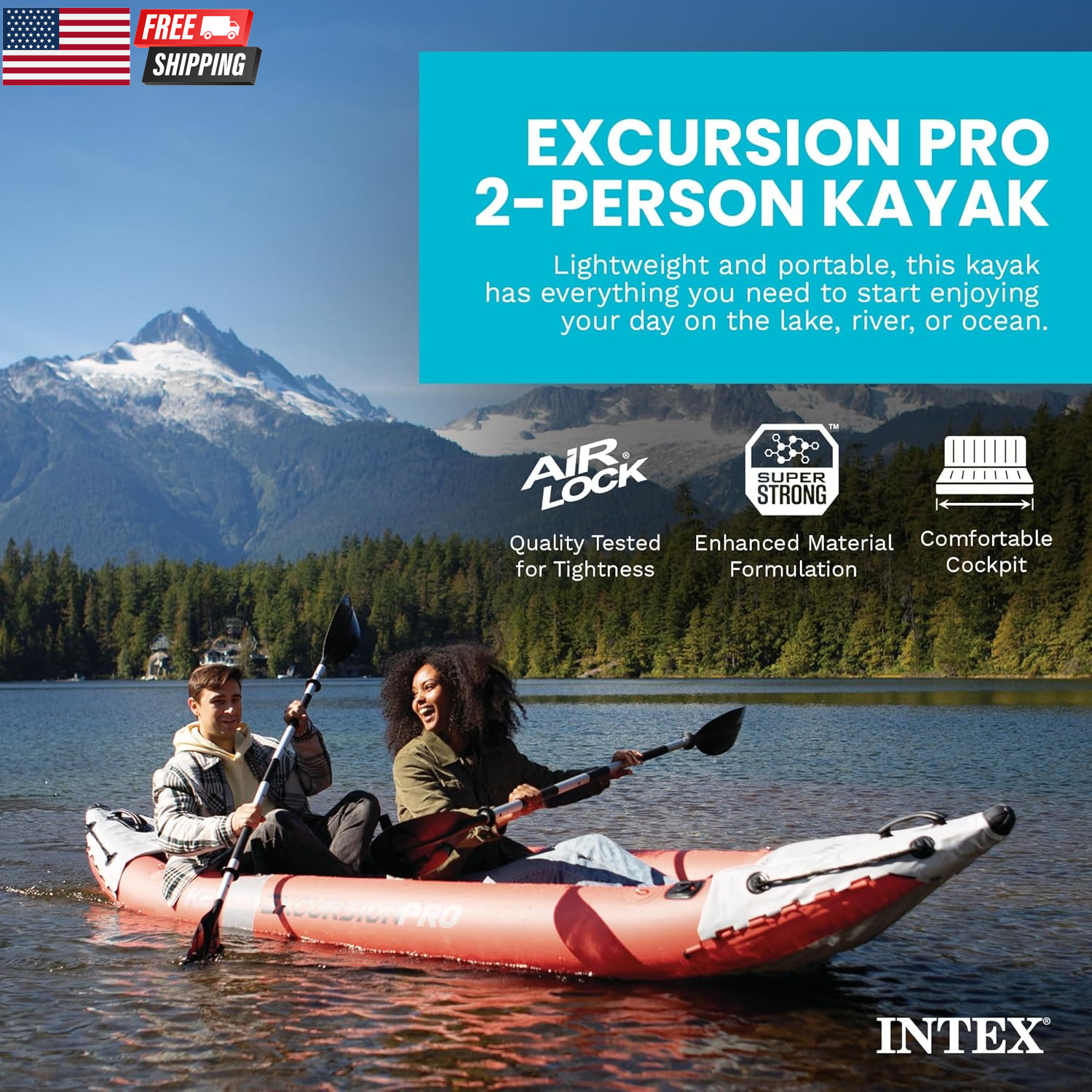 INTEX 68309EP Excursion Pro K2 Inflatable Kayak Set: Includes Deluxe 86In Kayak
