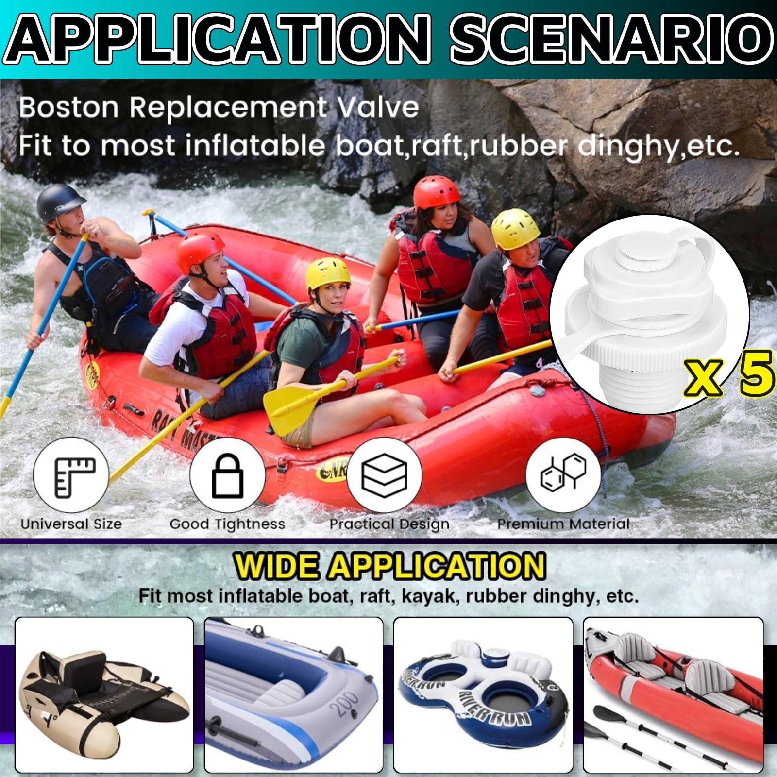 Inflatable Kayaks Boat Plug 5PCS,20MM Threaded Diameter 20 millimeters, White