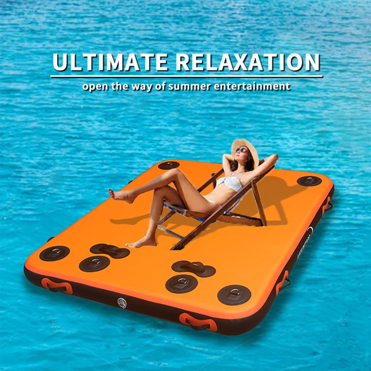 Inflatable Floating Platform，Inflatable 180X150X15CM, Orange