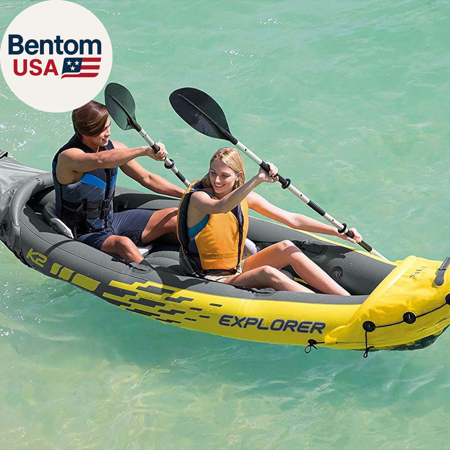 68307EP Explorer K2 Inflatable Kayak Set: Includes Deluxe 86In Aluminum Oars and