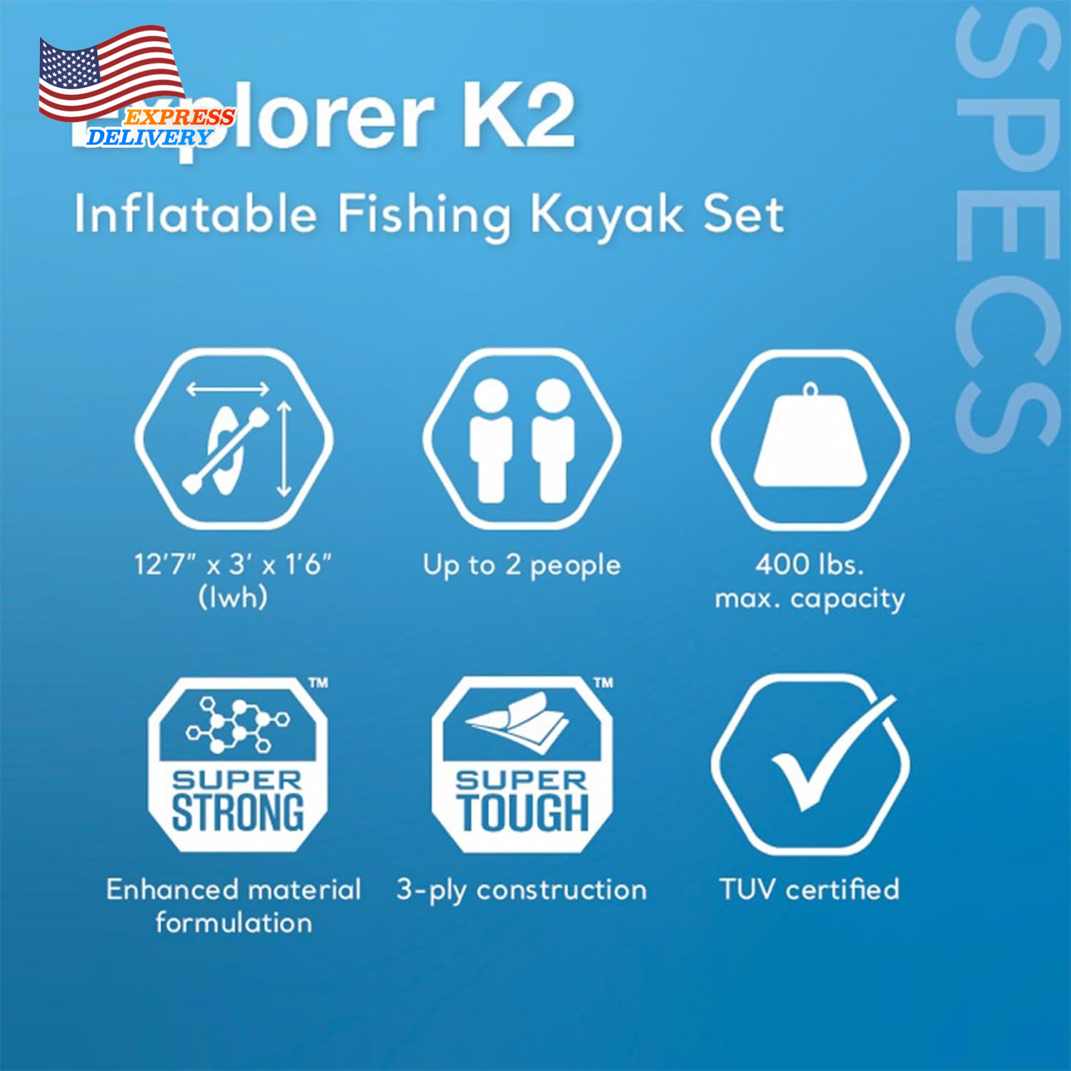 68309EP Excursion Pro K2 Inflatable Kayak Set Includes Paddles High-Output Pump
