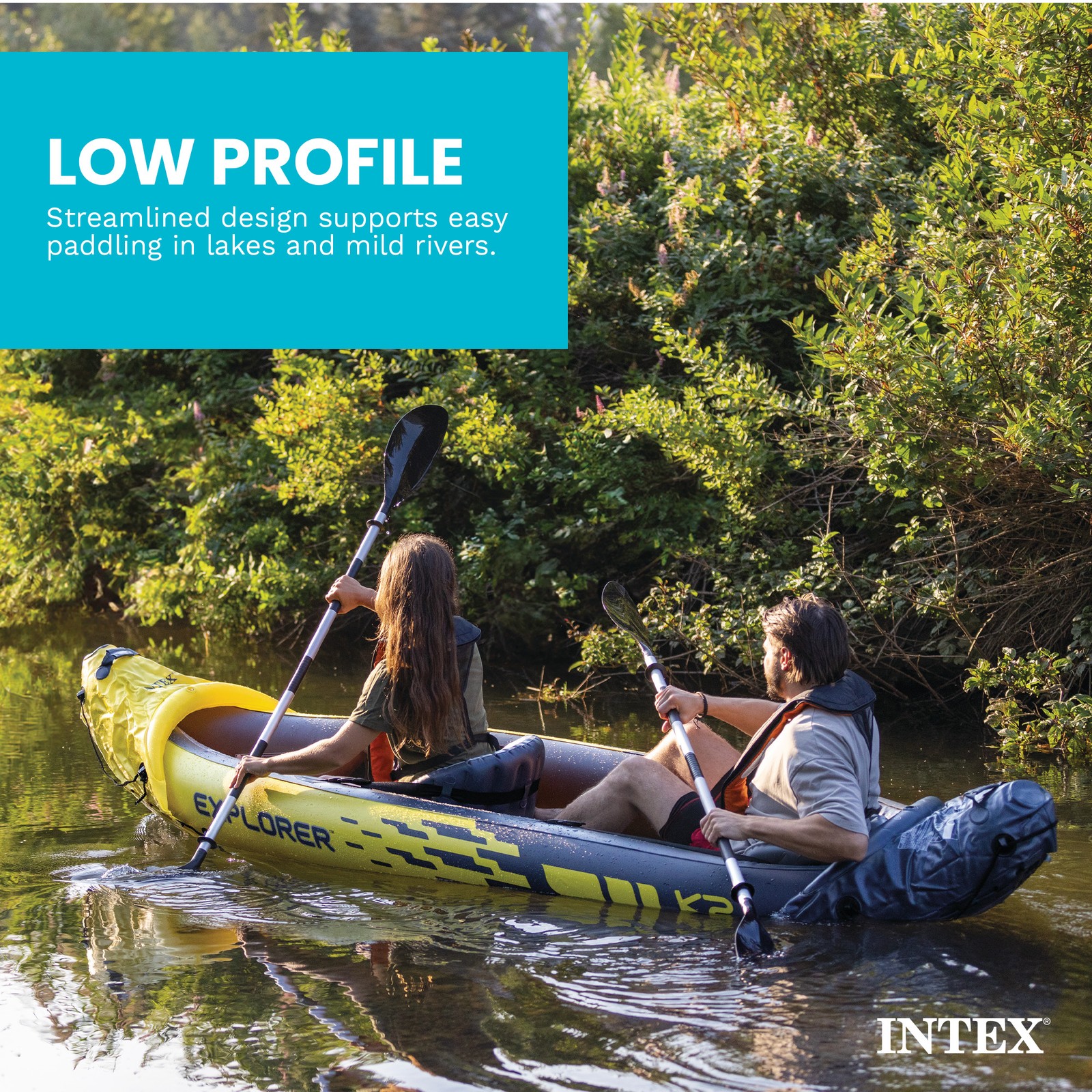 INTEX Explorer K2 Inflatable Kayak w/ Aluminum Oars & Pump,Yellow (Open Box)