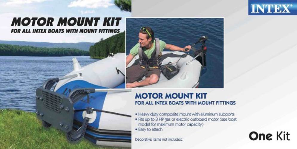 Intex Mariner 3 Person Inflatable Dinghy Boat & Oars Set + Boat Motor Mount Kit
