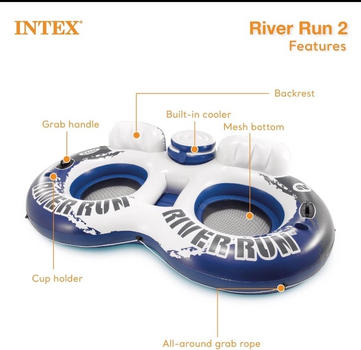 Intex River Run 2 Person Inflatable Tube Raft Float with Cooler Brand New!