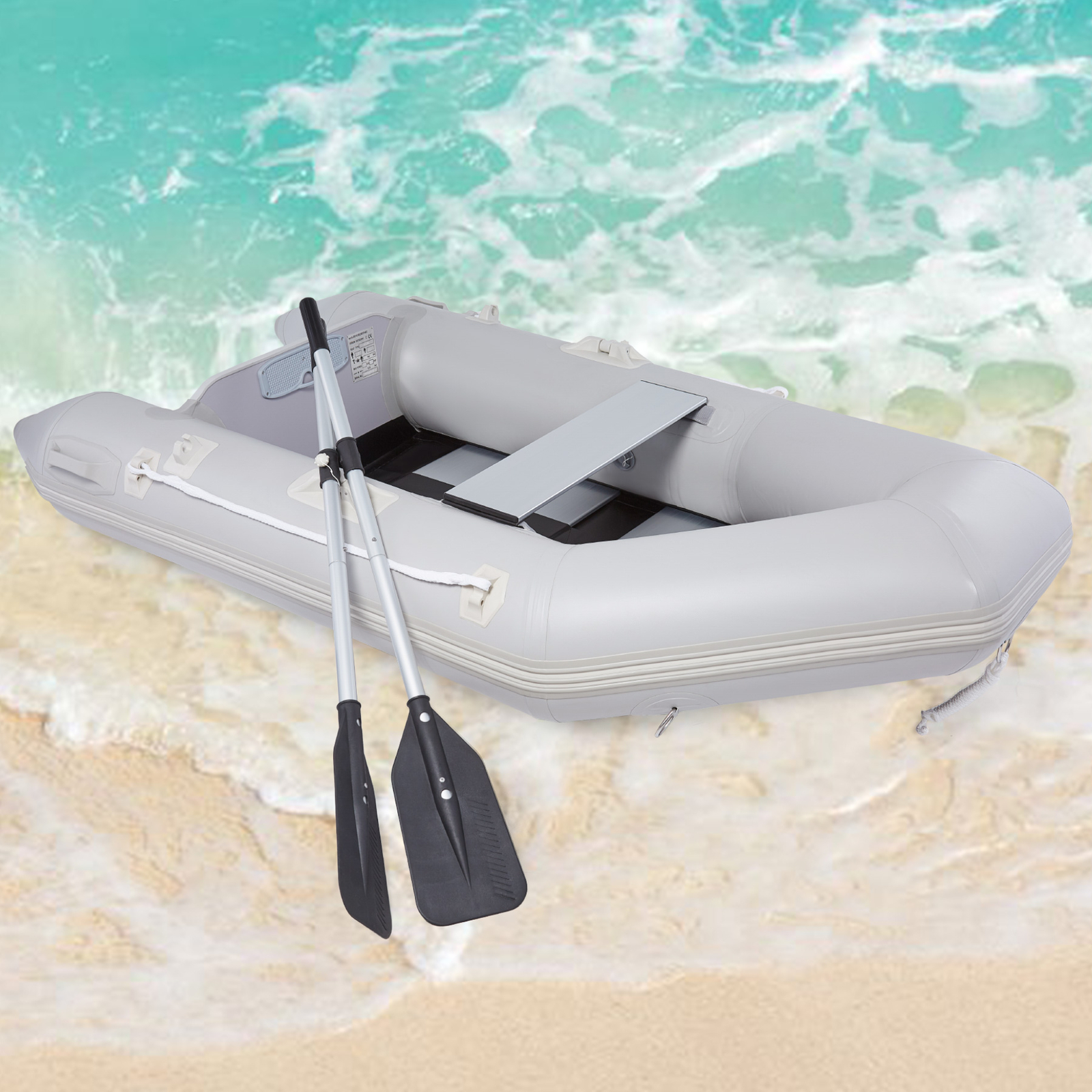 7.5ft Inflatable Boat Dinghy Tender Pontoon Rescue&Dive Boat Fishing Boat White