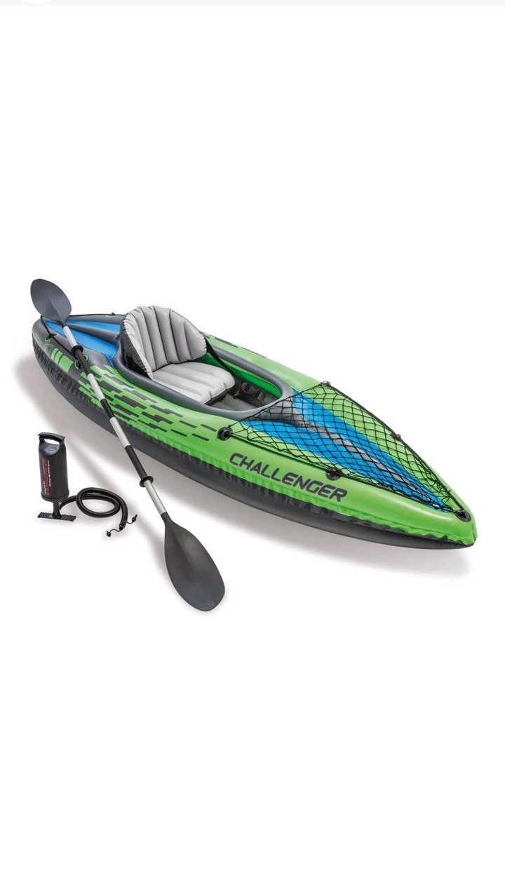 Intex Challenger K1 One Person Inflatable Kayak Kit with Carry Bag, Oar & Pump