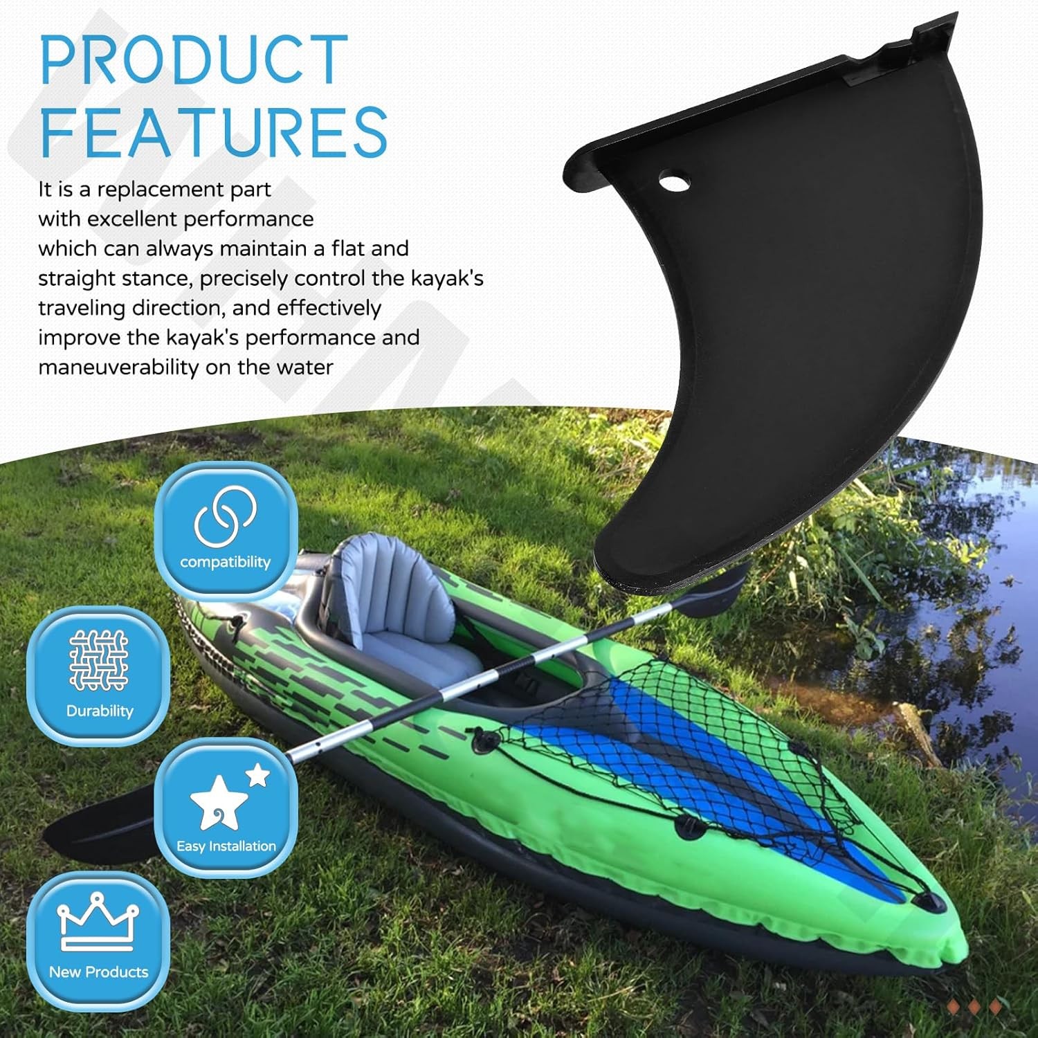 Skeg Fin Rudder for Inflatable Kayak Challenger K1 K2 Explorer K2 Replace 12181