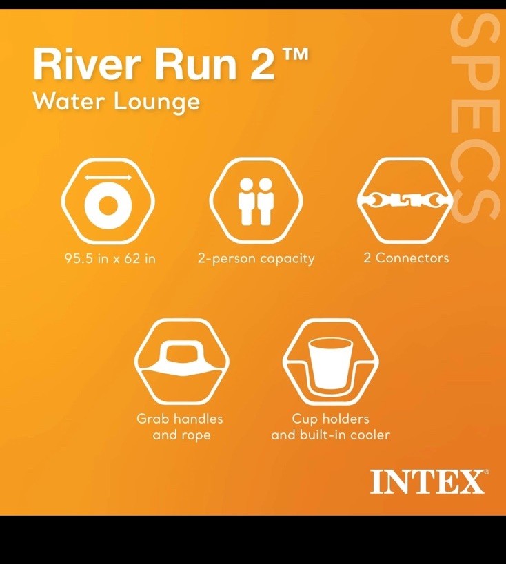 Intex River Run 2 Person Inflatable Tube Raft Float with Cooler Brand New!