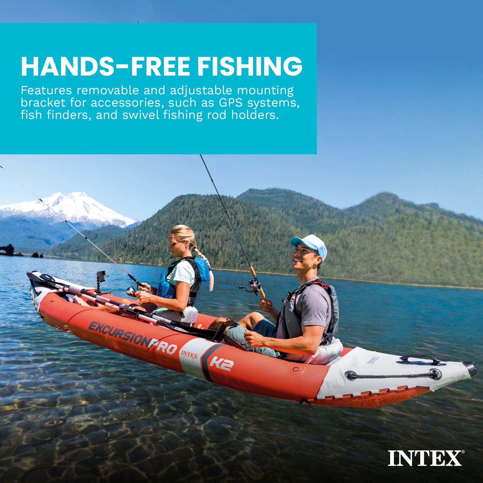 Intex Excursion Pro Inflatable 2 Person Vinyl Kayak with Oars & Pump, Red (Used)