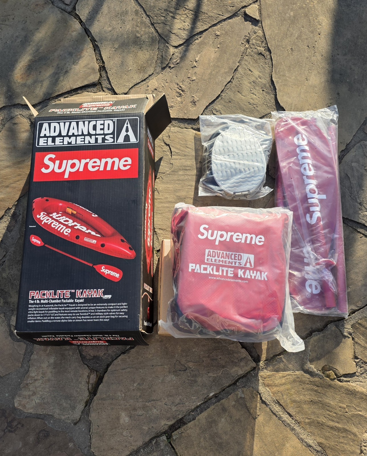 Supreme Advanced Elements Packlite Kayak in Red SS18 Inflatable Packable Oar