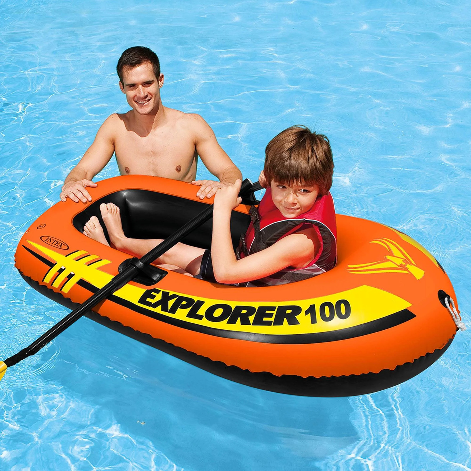 Intex Explorer 100 Inflatable Boat 1 Person Youth Lake Pool Raft Row Boat