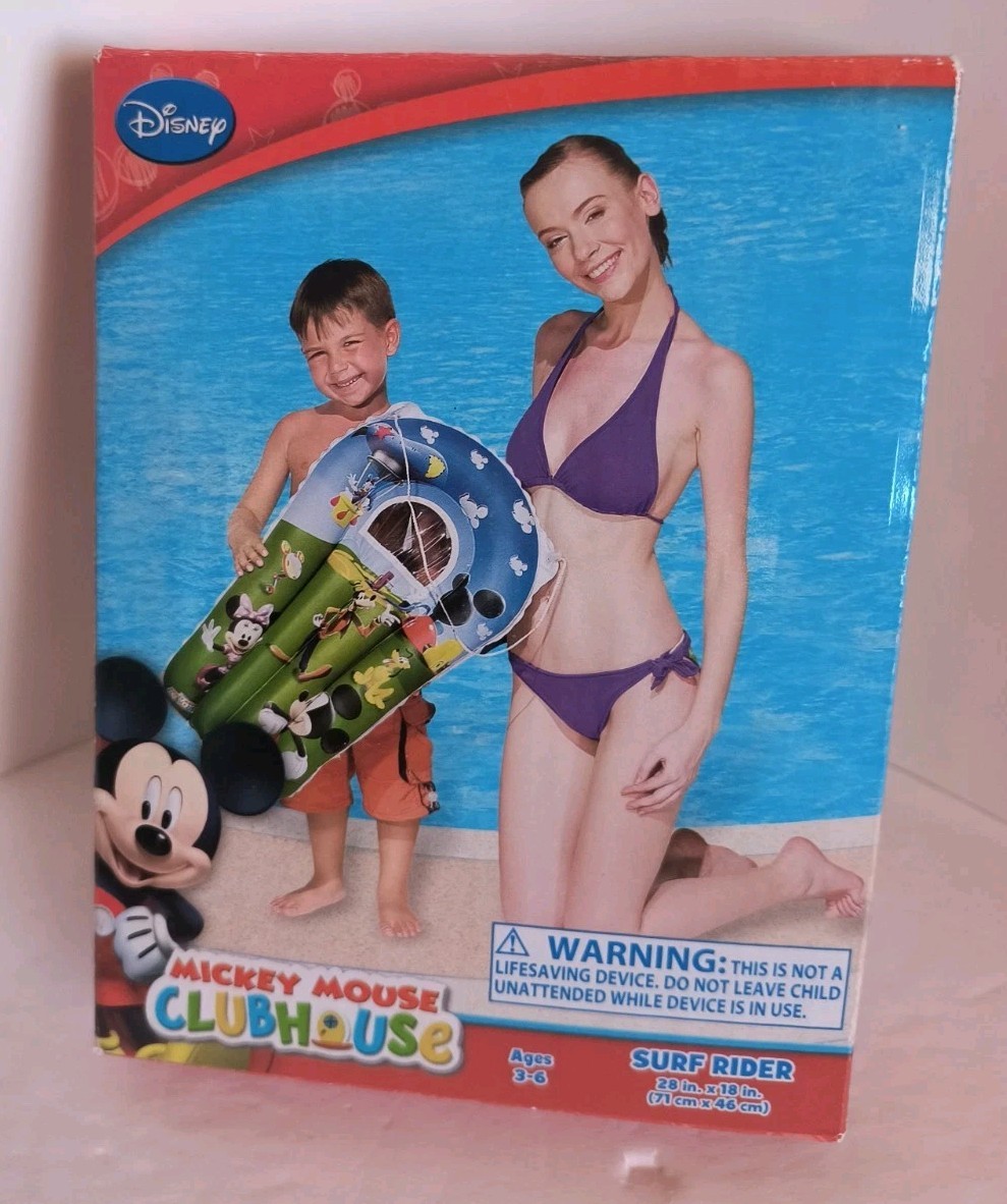 DISNEY MICKEY MOUSE CLUBHOUSE,SURF RIDER,POOL FLOAT,W/ WINDOW & TOW ROPE,KIDS 3+