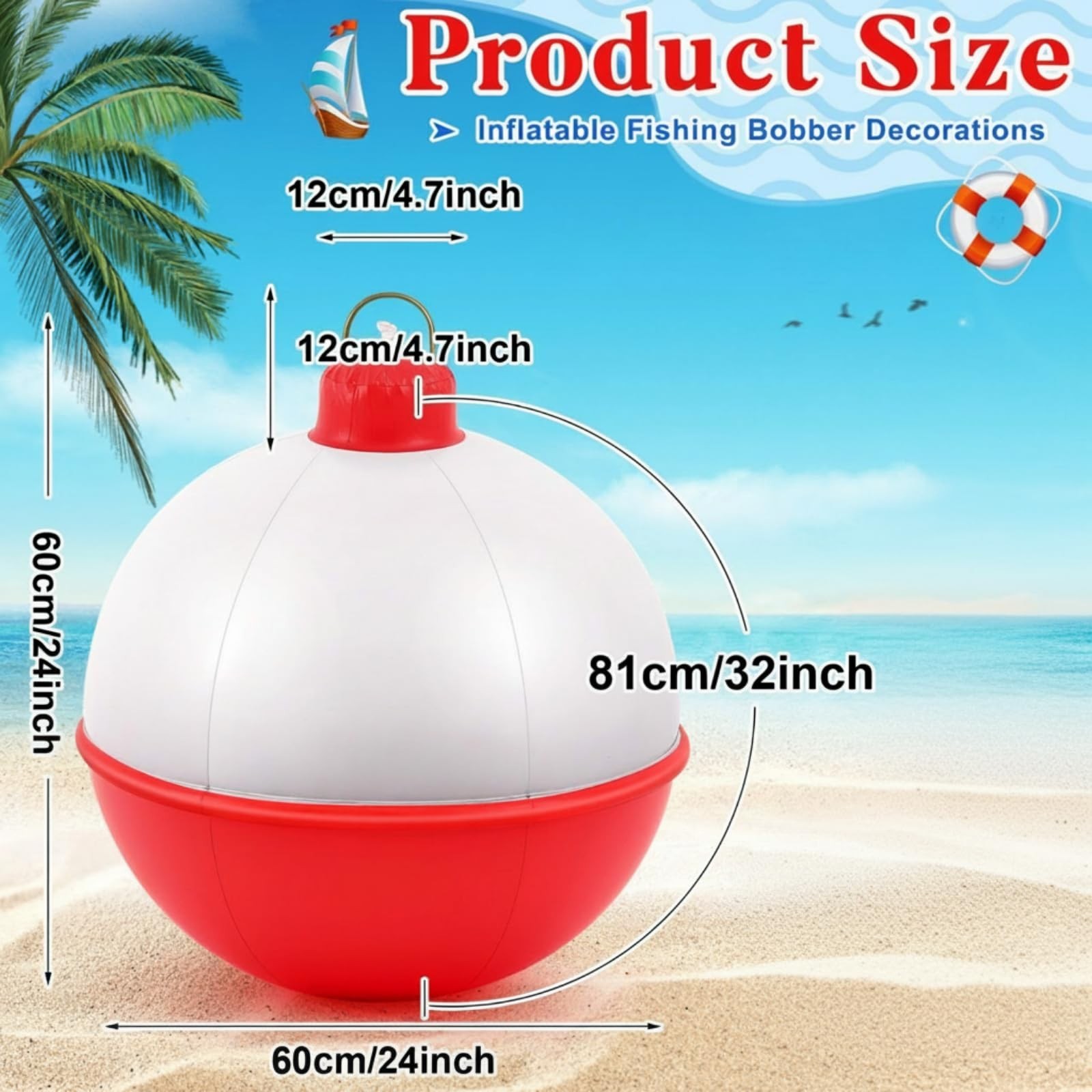 Giant Inflatable Fishing Bobber Balloons – 32 Inch Outdoor Decorations, Party Fa