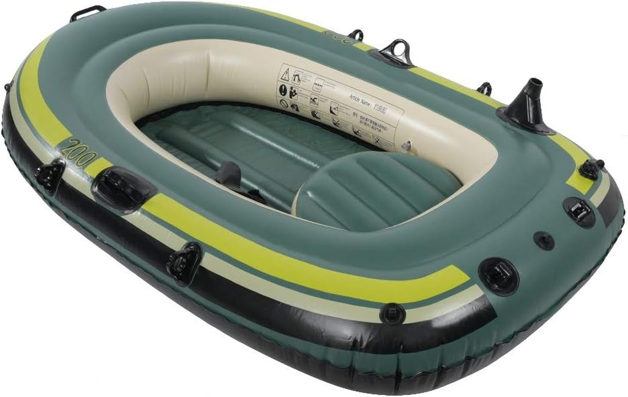 2 Person Inflatable Boat Inflatable Boats for Adults Heavy Duty Green PVC Inflat