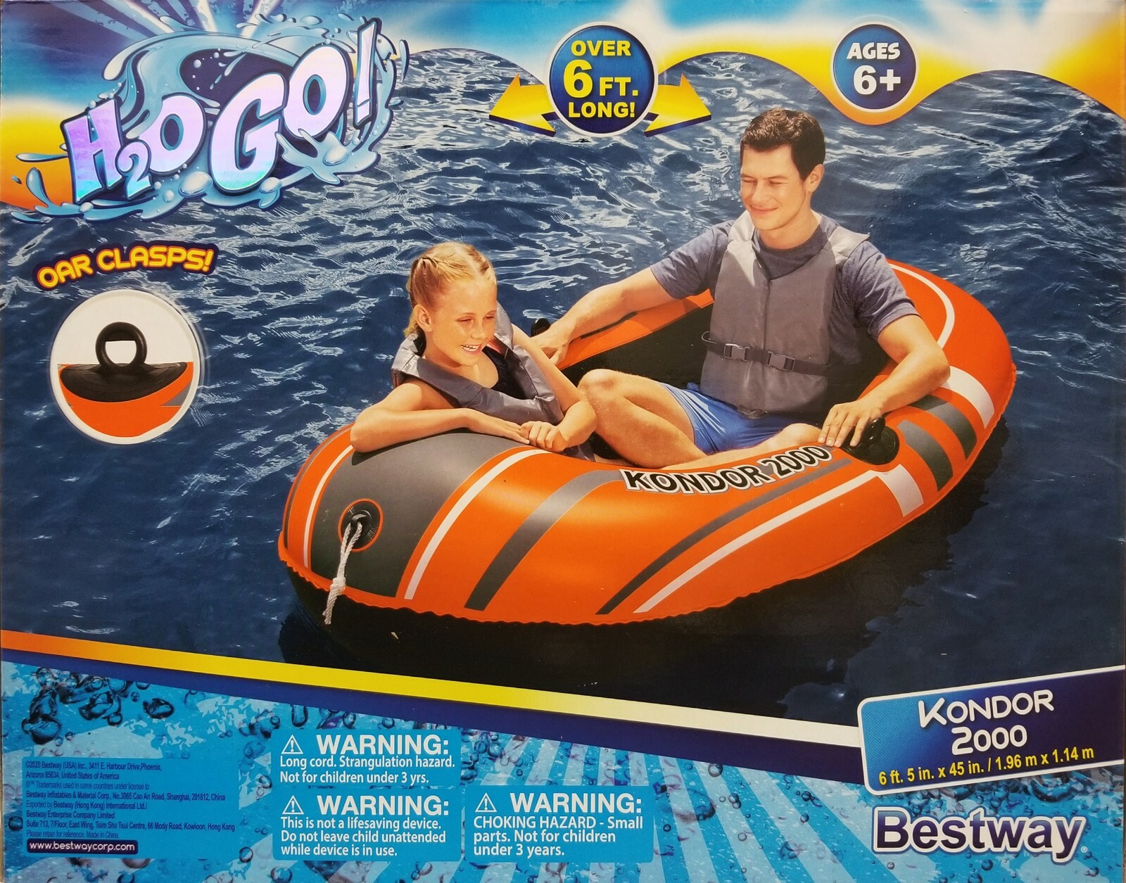 Bestway H2OGo 6 ft. 5 in. x 45 in. Kondor 2000 Inflatable Boat New In Box