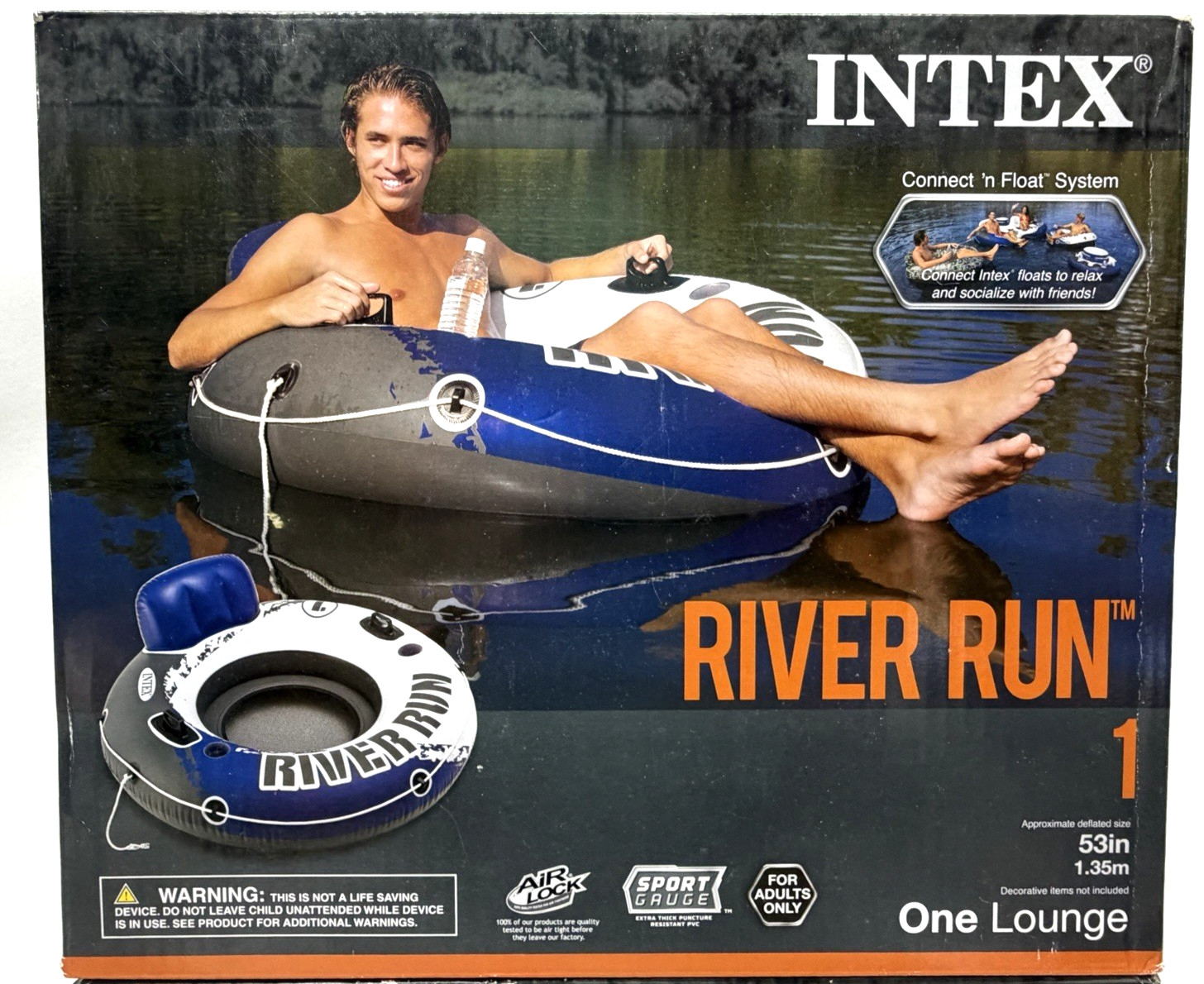 2-pack Intex River Run I Sport Lounge 53 inch Inflatable Water Float Pool River