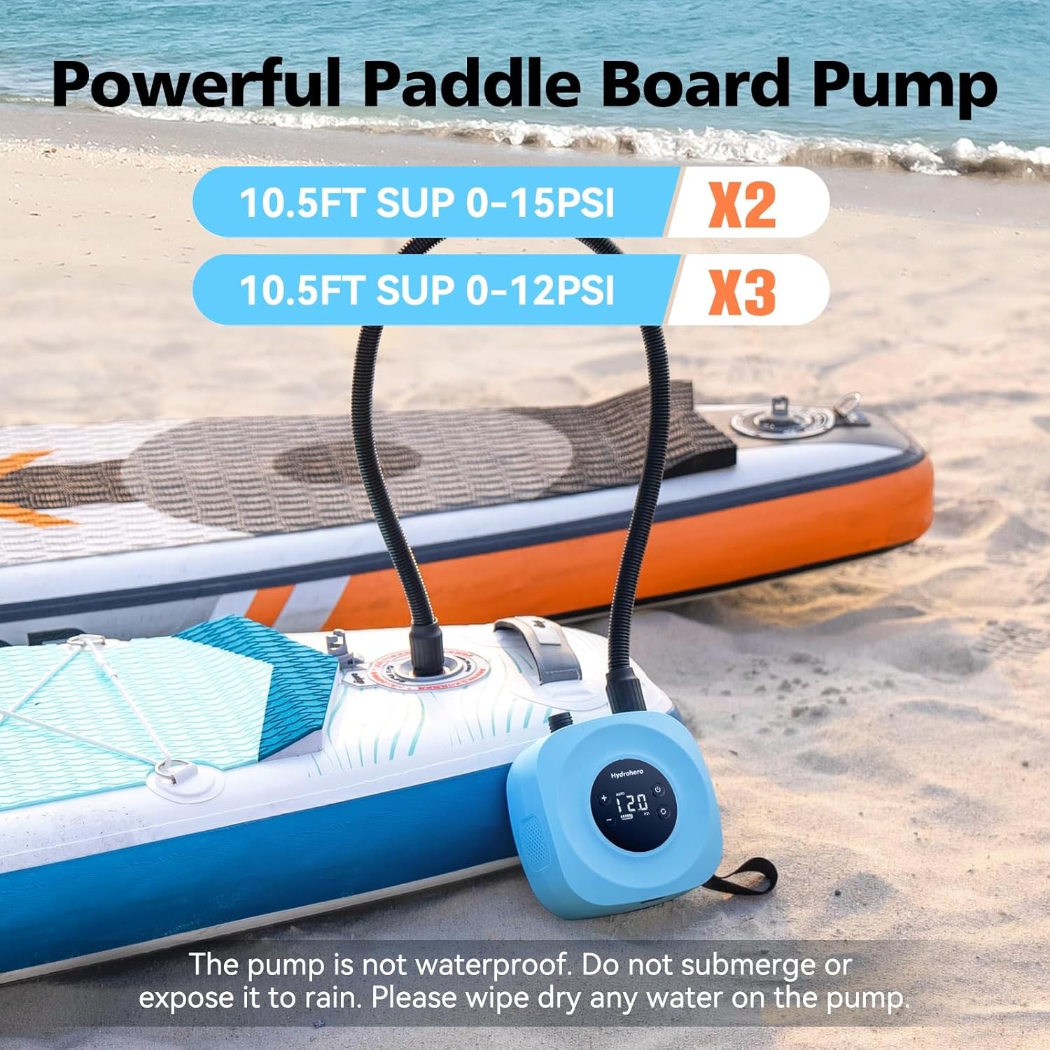Hydrohero Electric SUP Pump — Rechargeable 20 PSI High-Pressure SUP Inflator
