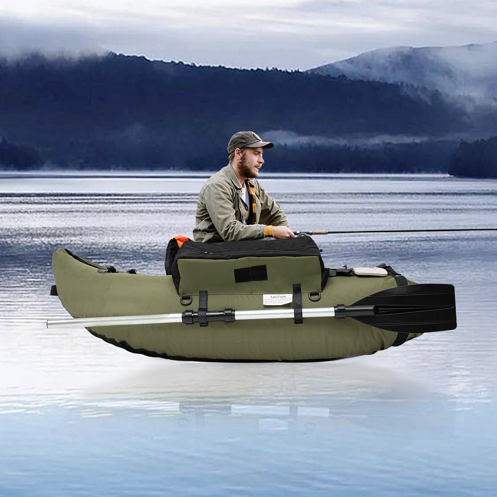 Portable Inflatable Boat Fishing Boat Raft Sport Outdoor Backrest Adjustable