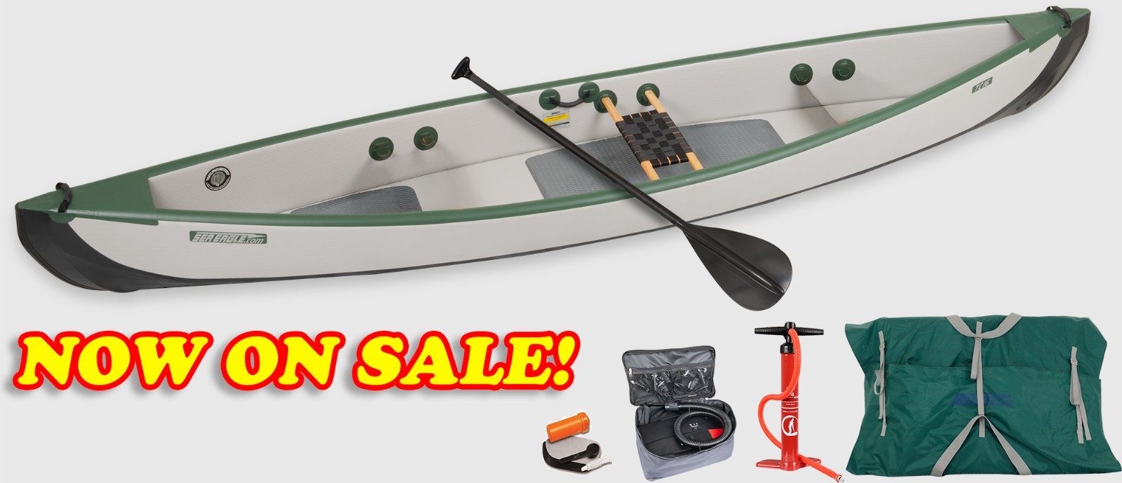 Sea Eagle Inflatable Travel Canoe 16ft 2-Person Package – FREE S&H, 3 Yr Warrant