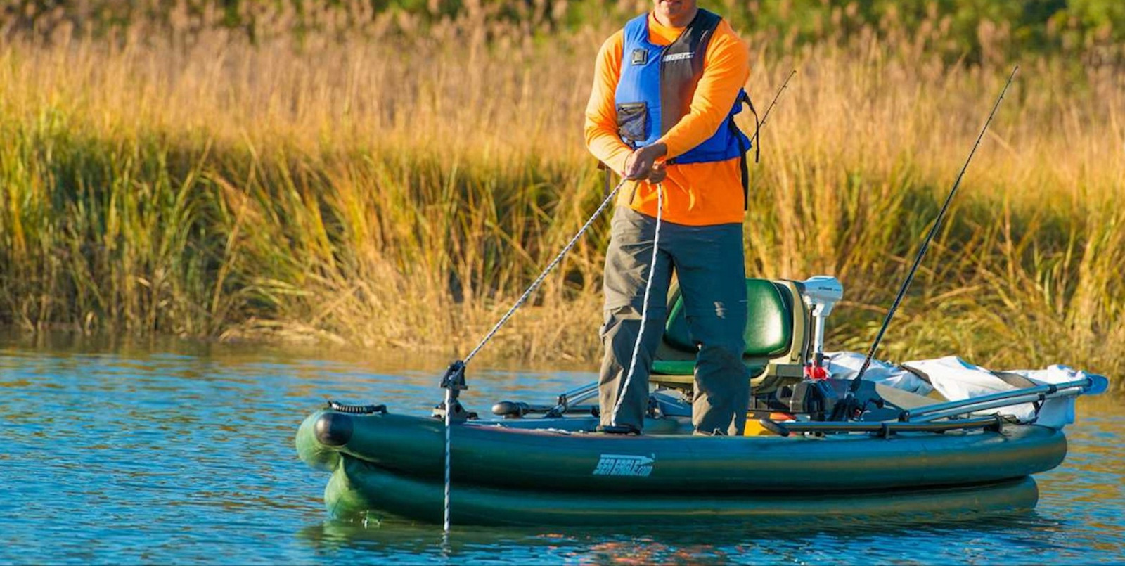 Sea Eagle FSK16 Solo Start-Up Pkg Inflatable Fish Skiff Inflatable Portable Boat