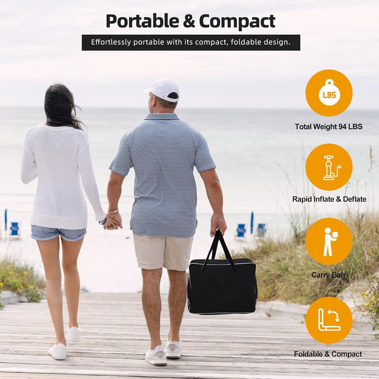 15’x6.5′ Floating Dock: Instant Party Platform for 15 Electric Pump for 1-Min