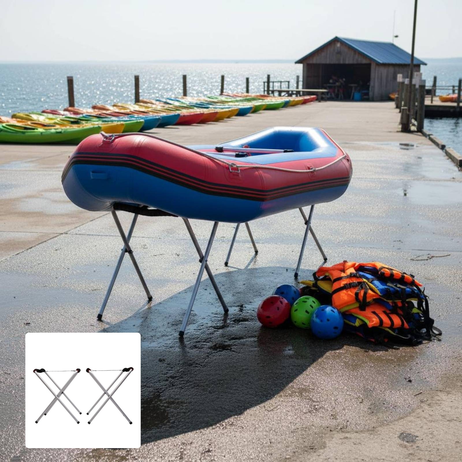 2 Pieces Inflatable Watercraft Stand Foldable Folding Kayak Stand Lightweight