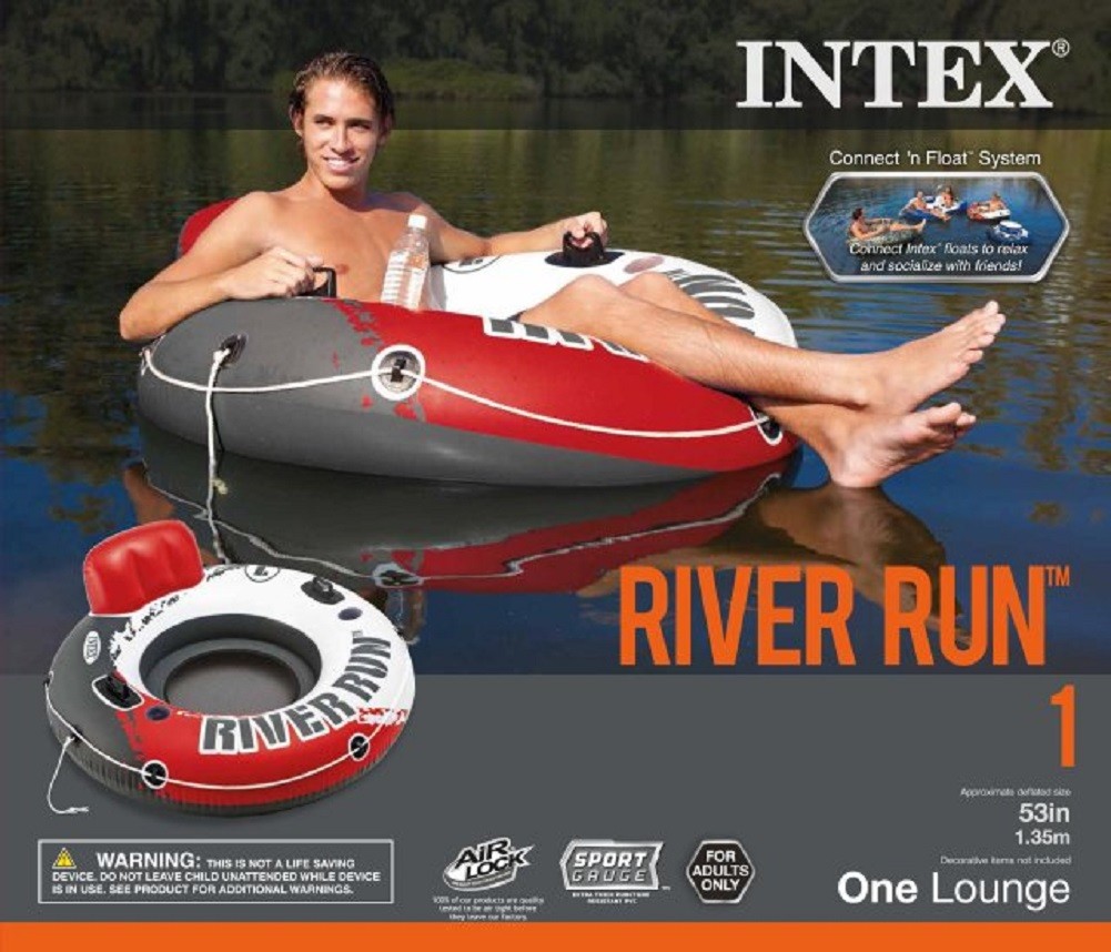 Intex Red River Run 1 Fire Edition Sport Lounge Inflatable Water Float 53inch Di