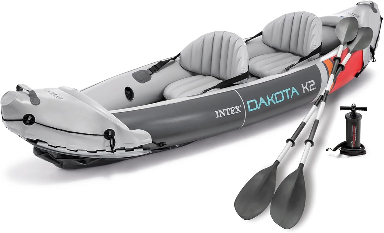 Intex Dakota K2 Inflatable 2 Person Kayak Set w/ Oars Pump Seats Dry Bags