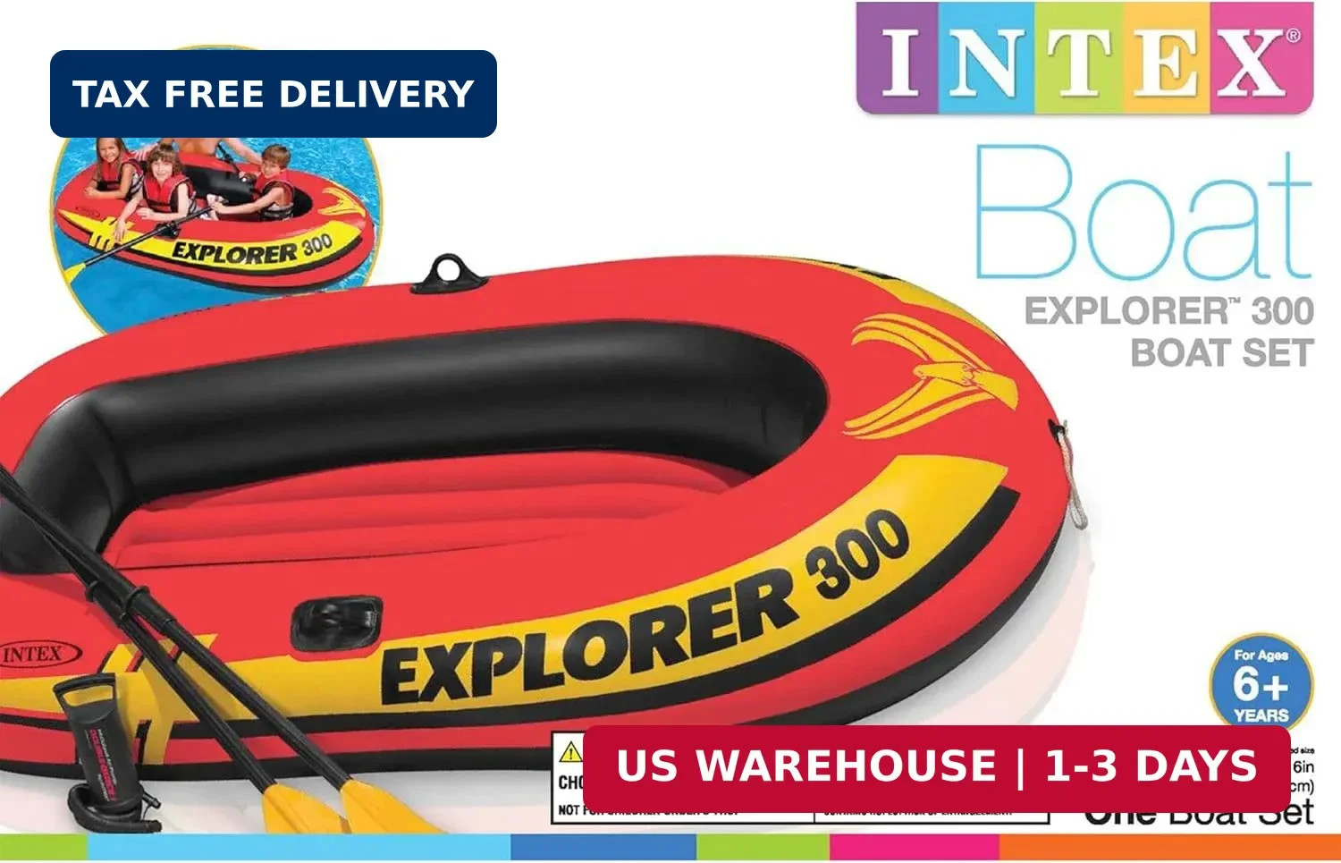 INTEX Explorer Compact Inflatable Boat Series: Dual Air Chambers – Welded Oar Lo