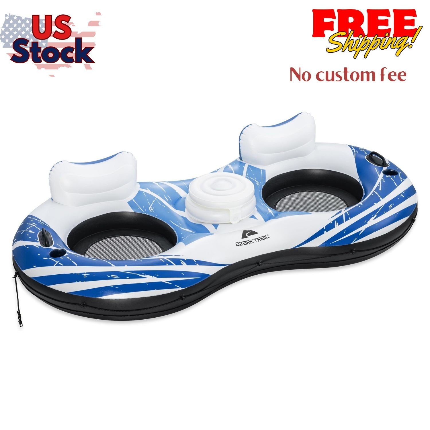2-Person River Tube Inflatable Float Double Rider 7’10.5″