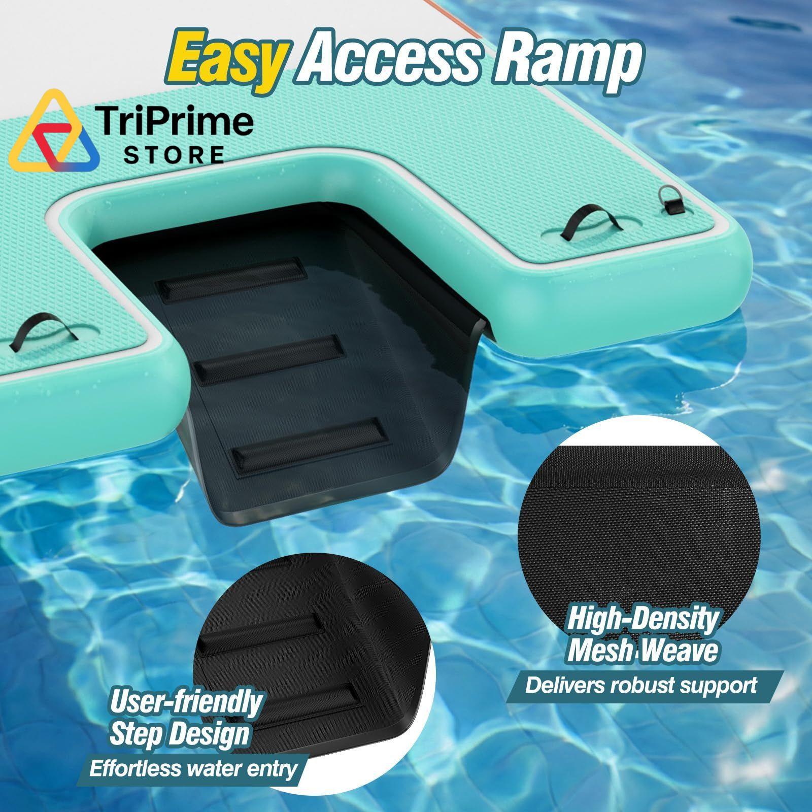 MoKo Inflatable Floating Dock, 8×6ft Air Dock 8×6 ft, Mint Green + Orange