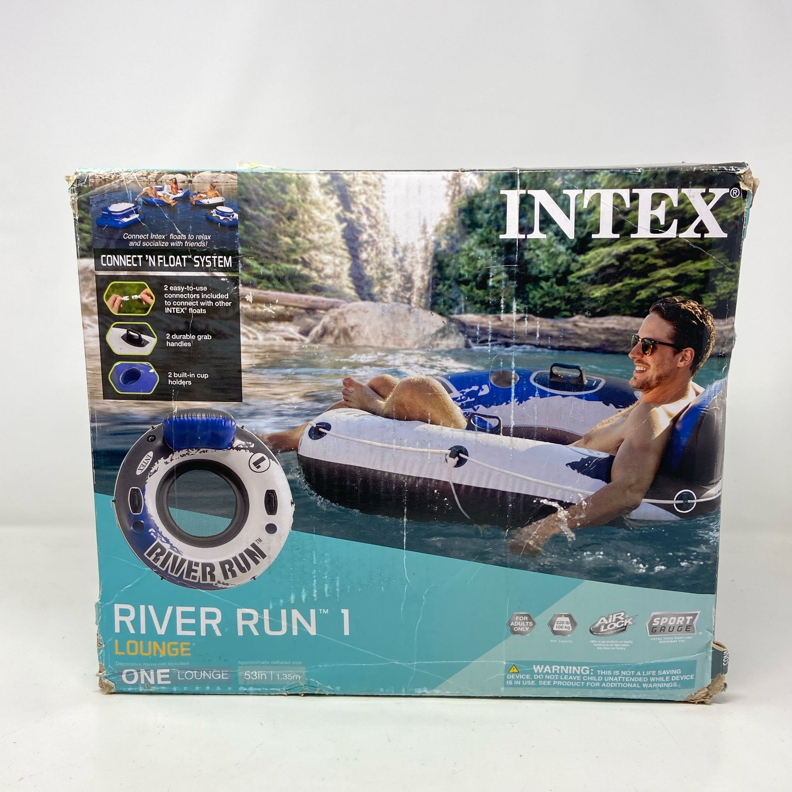 Intex River Run 1 Lounge Tube Blue 53in 1-Person