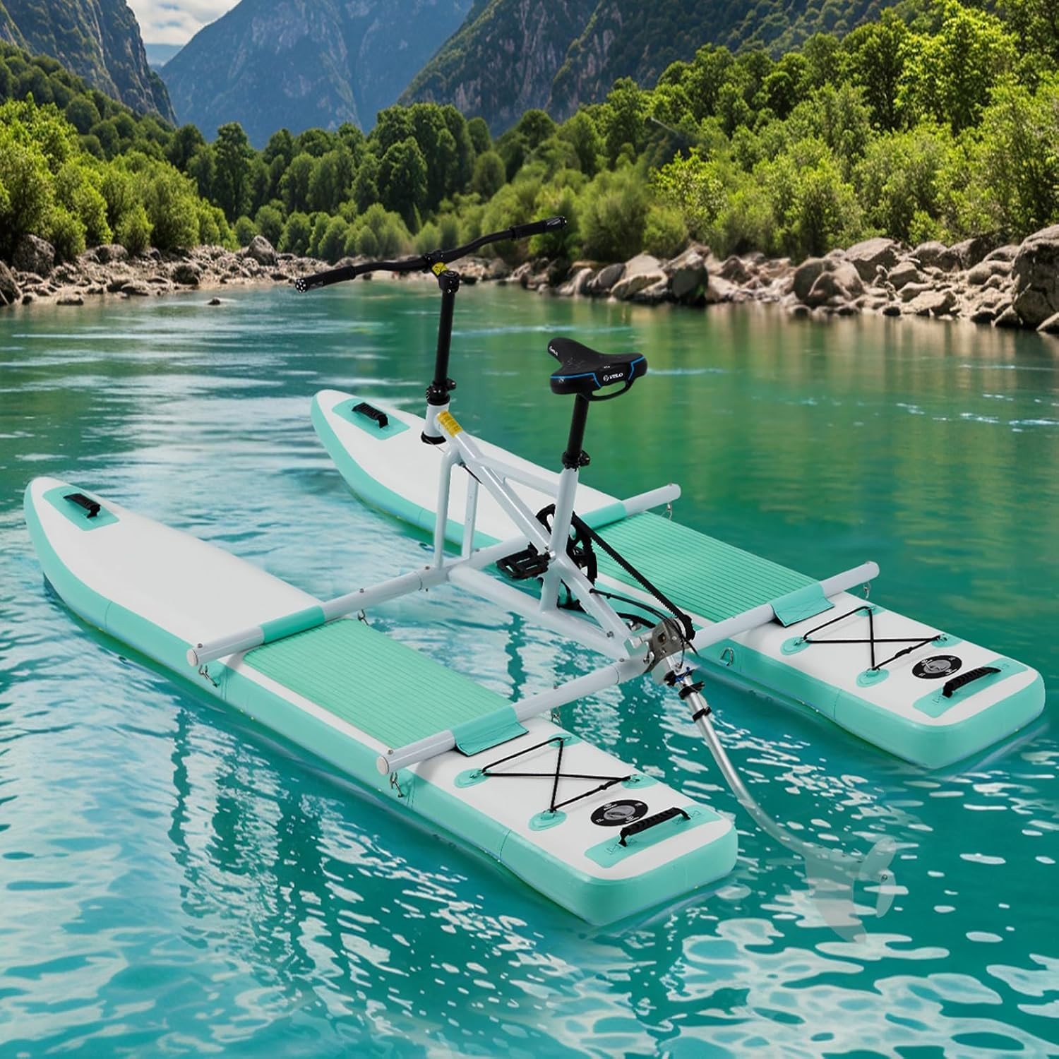 Inflatable Water Bike Kayak Hybrid 126 x 45.6 x 42.5 in PVC EVA Light Blue