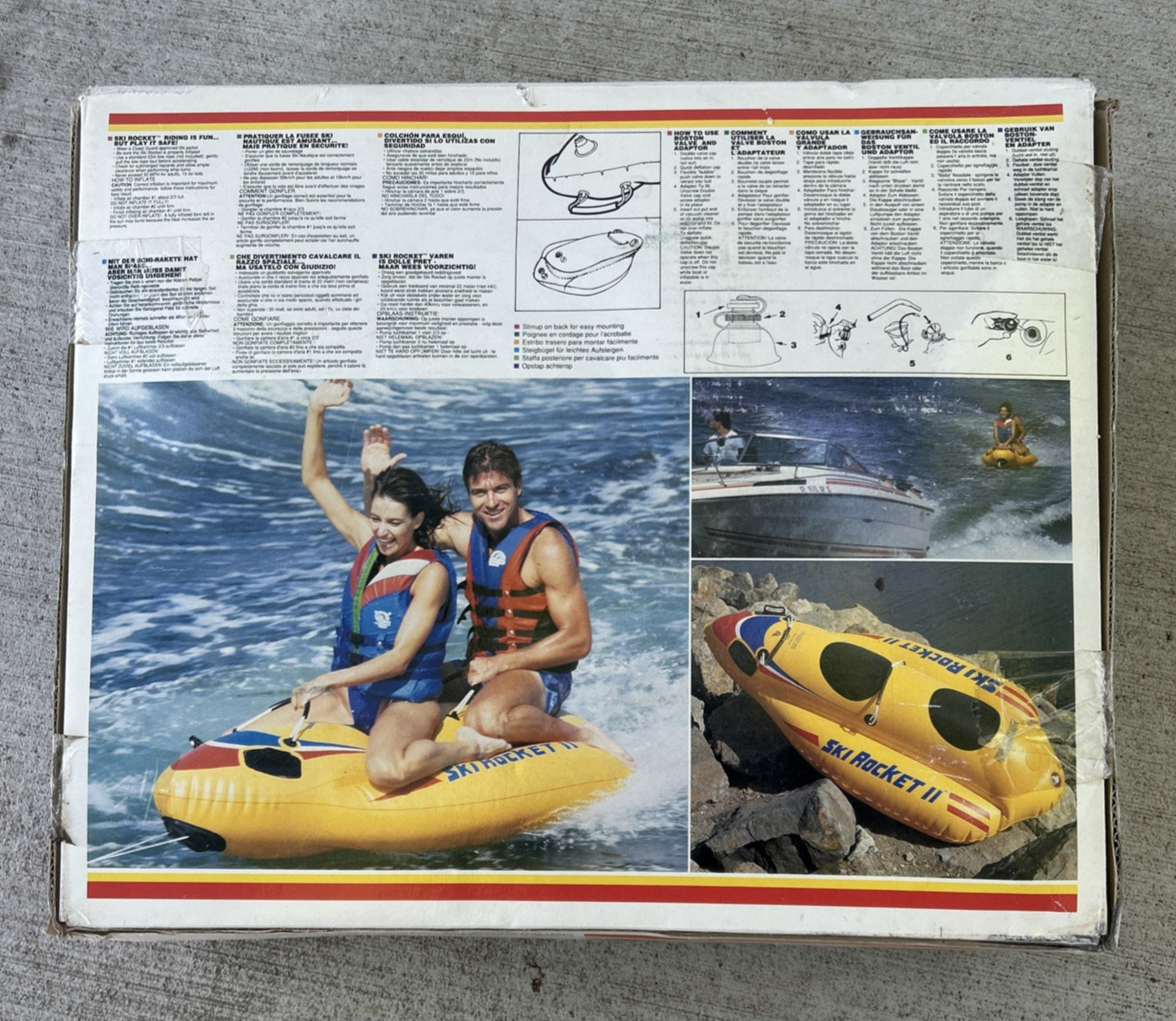 Vintage 1986 Intex Recreation SKI ROCKET One Person Ski Boat Inflatable 61”x39”