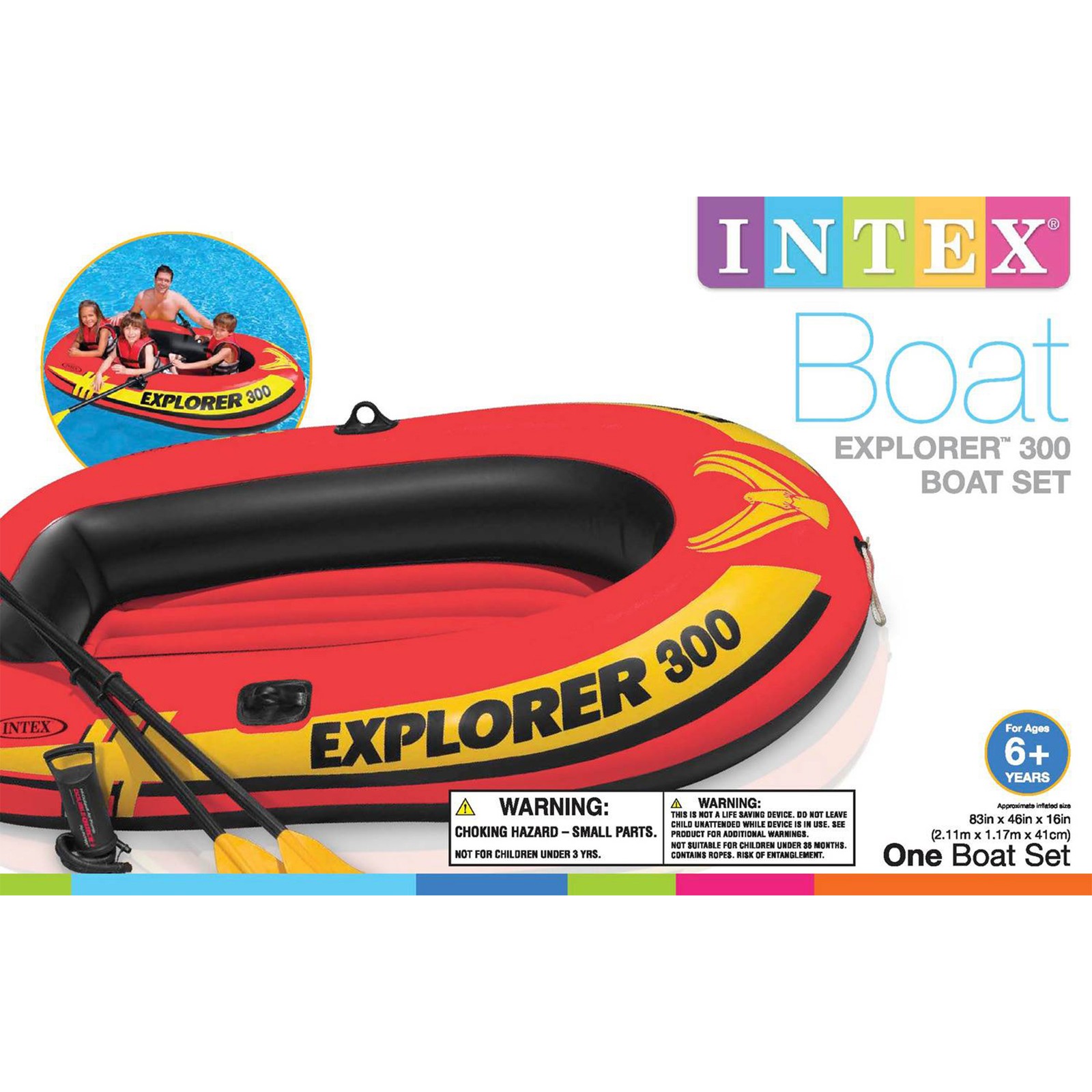 Intex Explorer 300 Compact Inflatable Three Person Raft Boat 58332EP (Open Box)